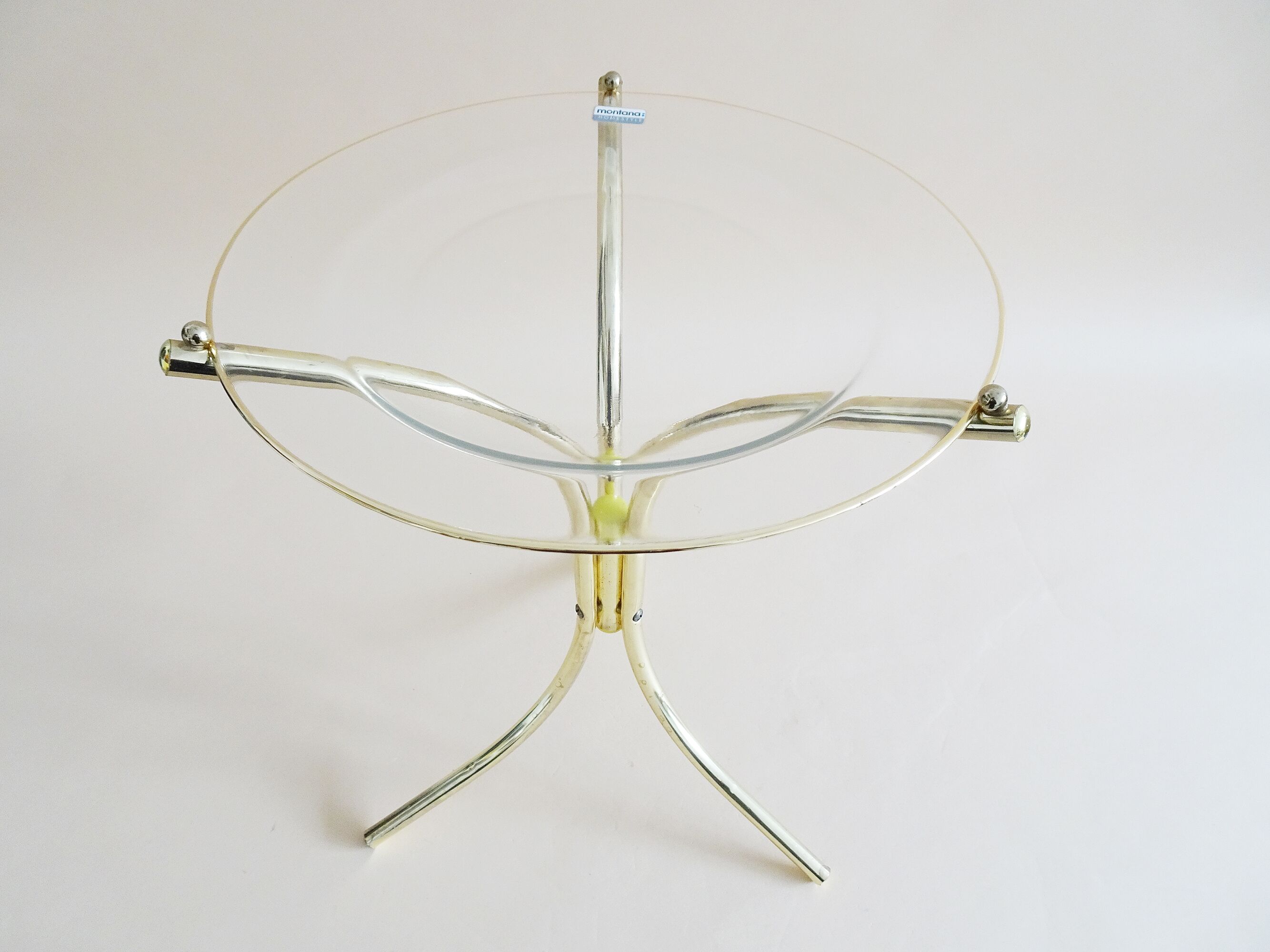 Table d'appoint en verre et métal doré