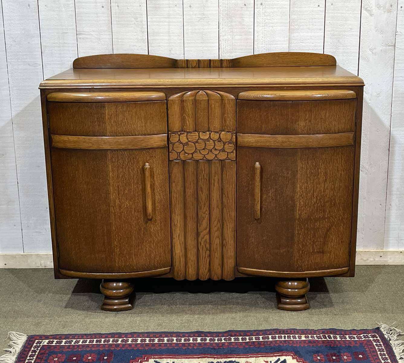 1950s English Art Deco oak sideboard