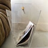 Porte revues en plexiglas et laiton - David Lange pour Roche Bobois, design 1970