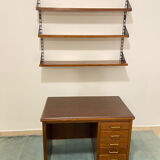 Shelves in rosewood and black lacquered metal from the 50s