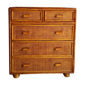 Vintage rattan dresser