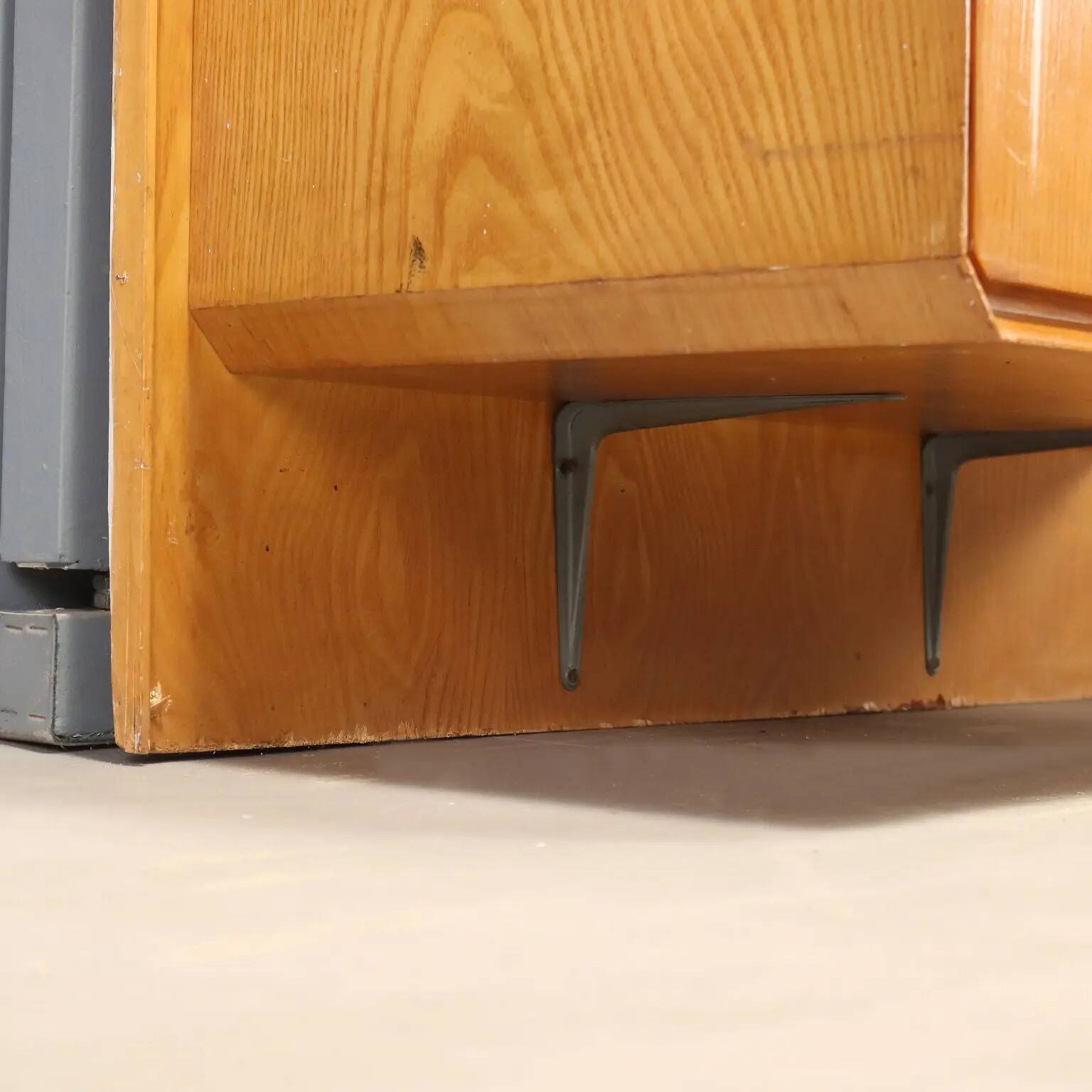 Vintage maple cabinet with drop-down front, Italian design, 1960s.