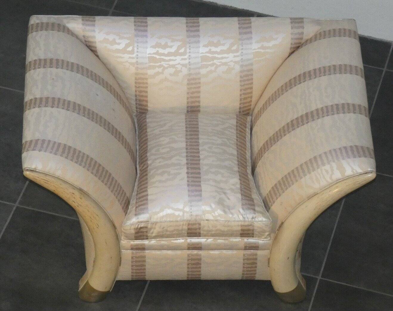 Sofa and armchair in colonial style with saber legs in resin, Italy, 1970s.