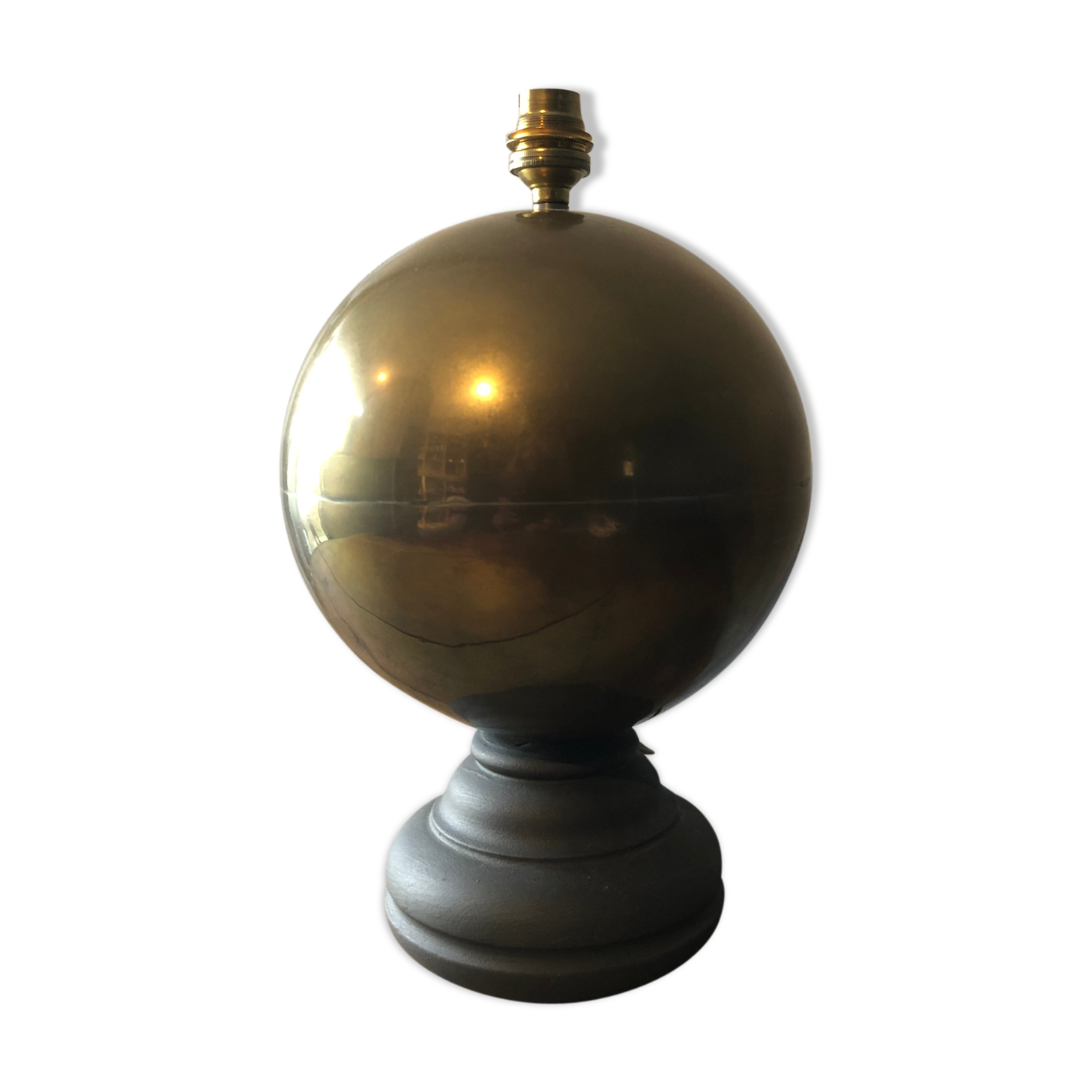 Brass and wood lamp foot