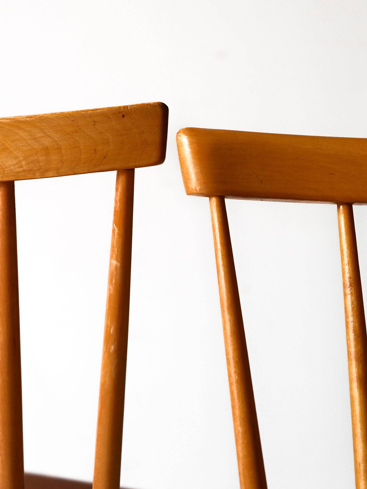 Pair of Scandinavian 1950s/60s beech and teak chairs Pinstol type