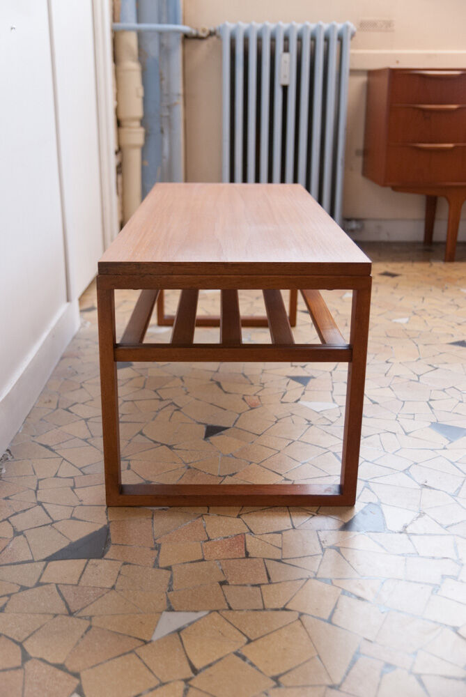 Geometric teak coffee table