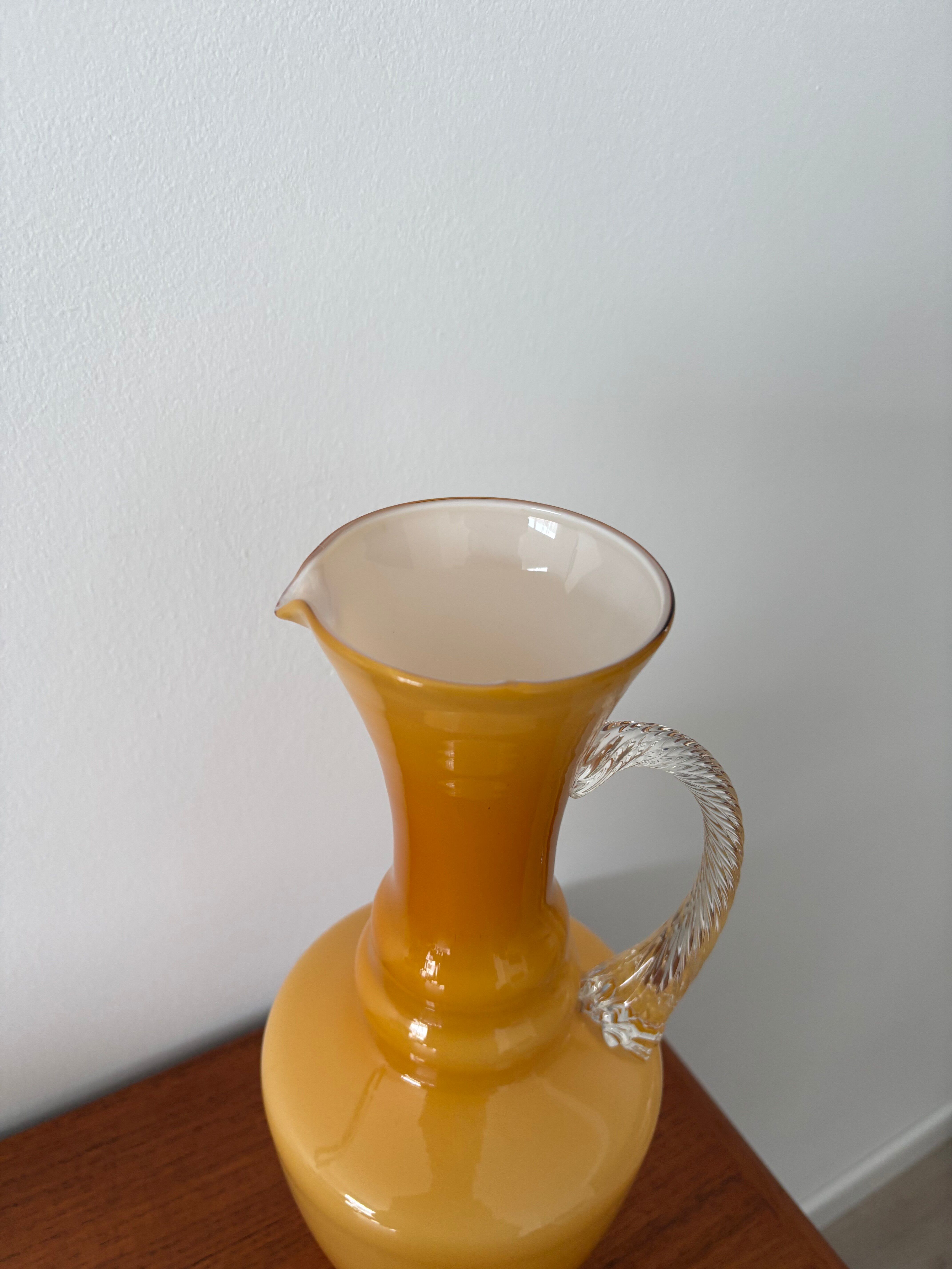 Vintage amber opaline vase retro mid-century glassware