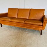 Mid-century vintage Danish 3-person sofa in cognac leather by Nili Stoppmøbler