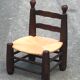 Low chair oak and straw vintage 1950