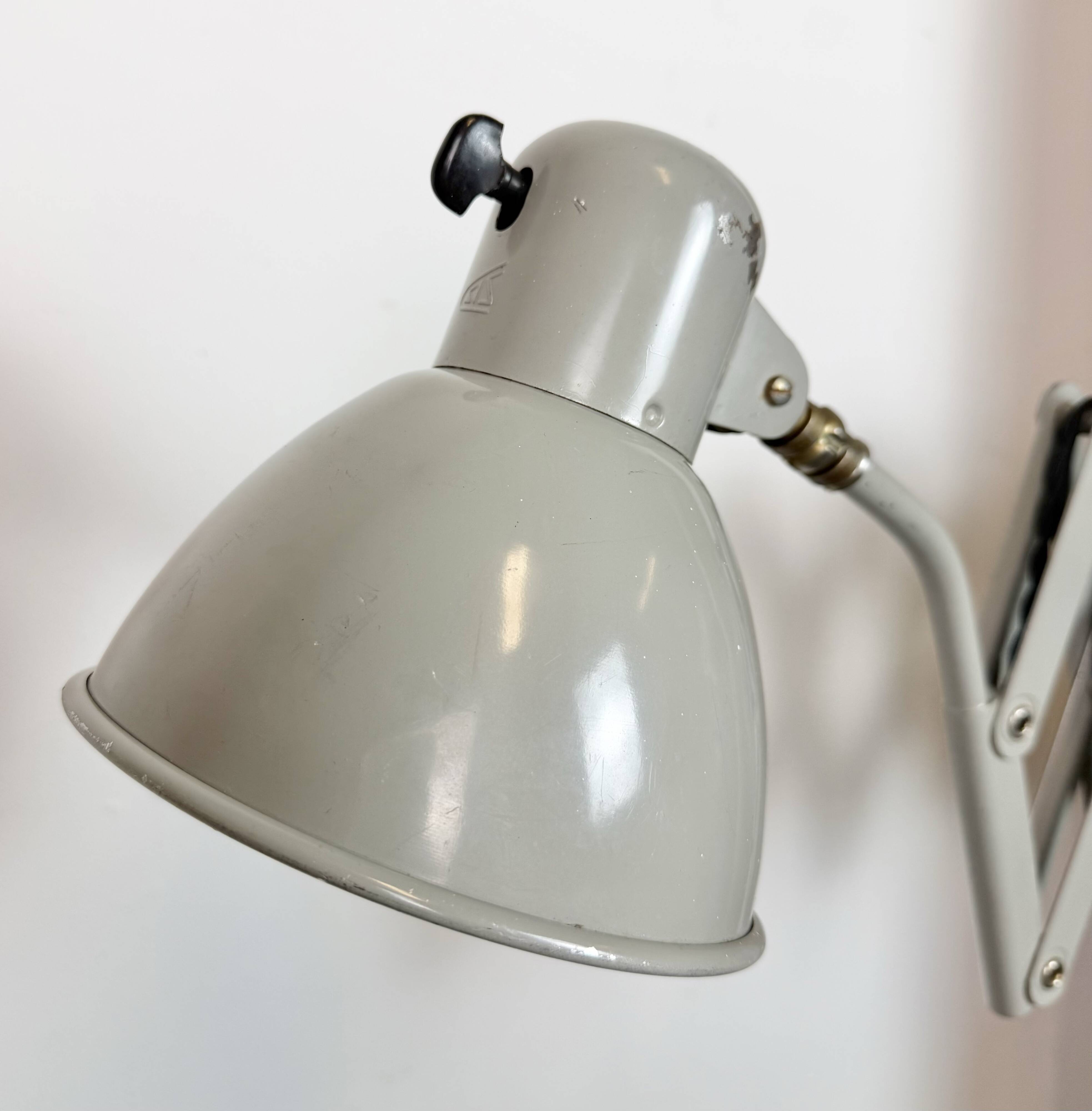 Grey German Industrial Scissor Wall Lamp from SIS, 1960s