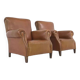 Pair of 50s club armchairs in imitation leather and wood