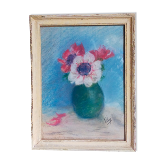 Pastel framed "The anemones" vintage