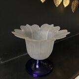 Vintage frosted glass tulip vase