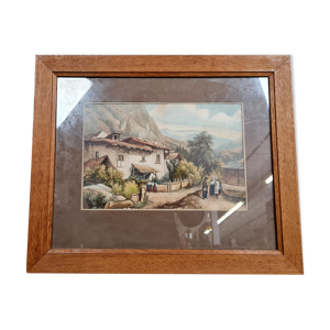 Village animé aux pieds des Alpes,