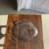 Large fish plate transparent glass Arcoroc vintage L38.5