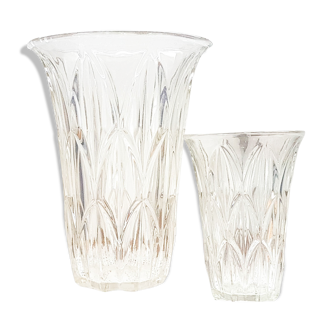 Lot of 2 glass vases art deco style