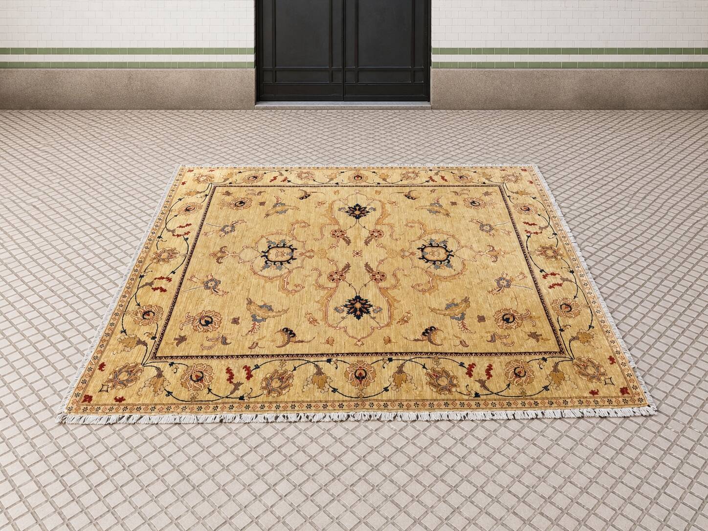 Tapis d’Orient noué main en laine, 287 × 237 cm