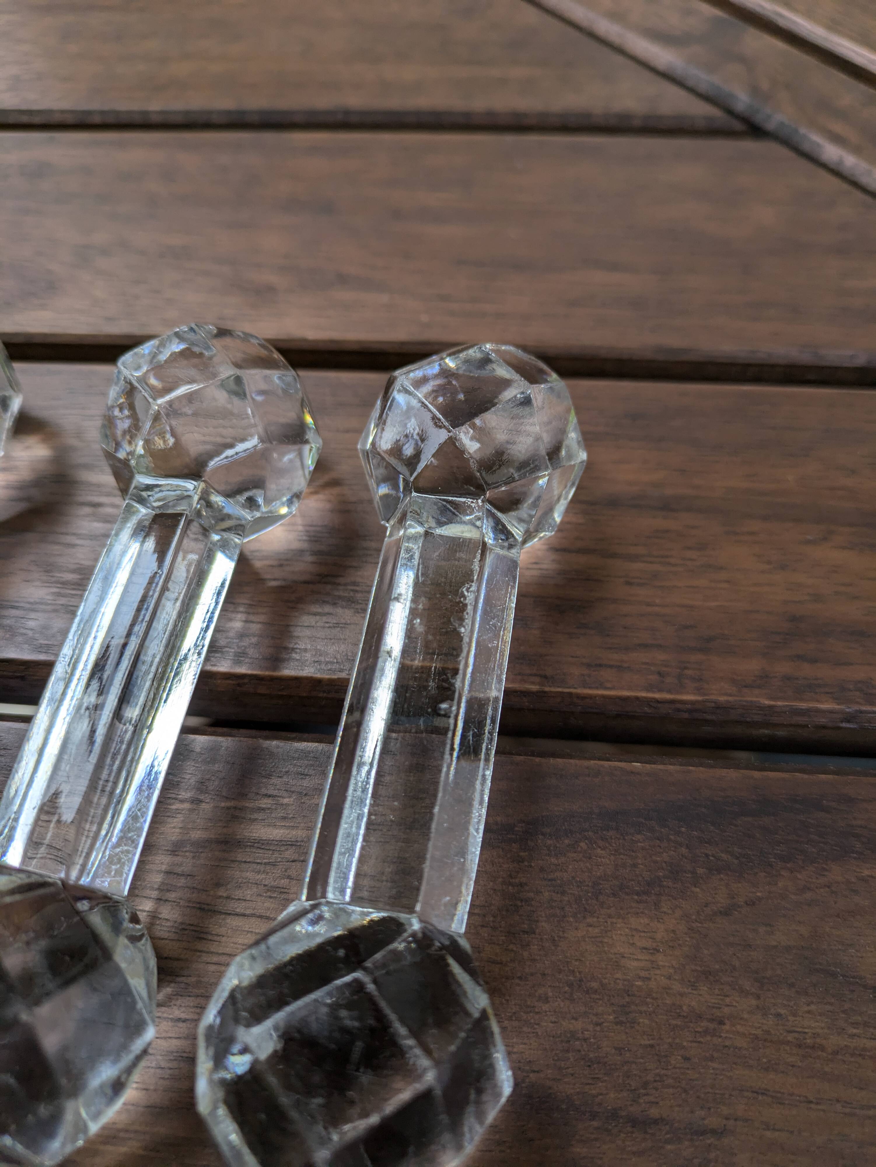 Set of 6 Antique Diamond Point Glass or Crystal Knife Rests