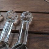 Ensemble de 6 anciens porte-couteaux en verre ou cristal à pointes de diamant