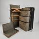 Antique 1924 Belber black leather steamer trunk - large travel wardrobe