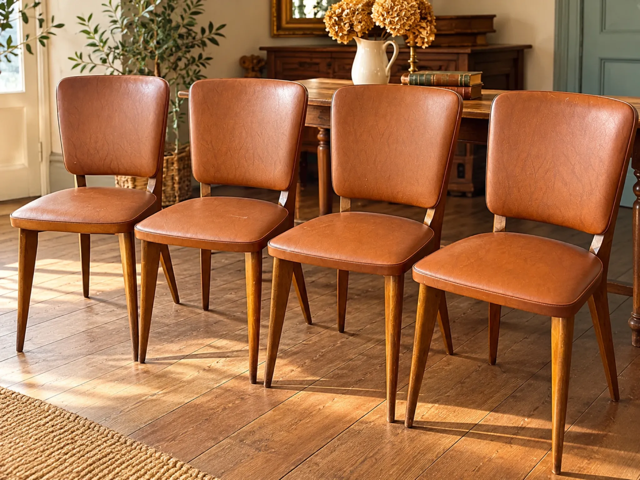 Set of 4 vintage chairs from the 1960s.