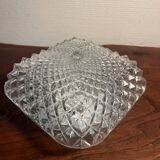 Plafonnier année 1970 en verre strié ciselé