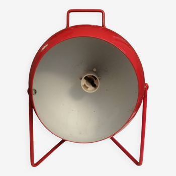 Lampe a poser ou mural ronde en metal rouge vintage