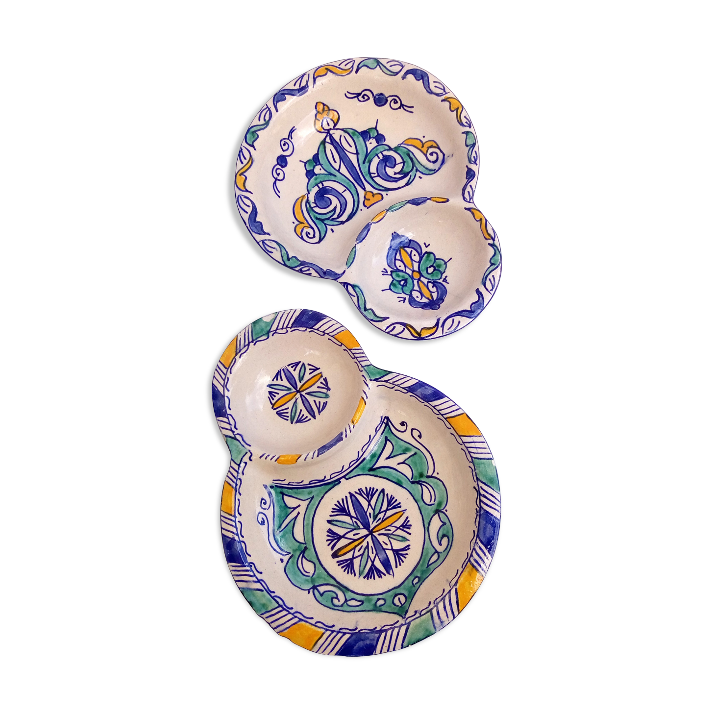 Duo of ceramic dishes from Fez in Morocco