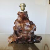 Imposing brutalist lamp in olive wood, 1970