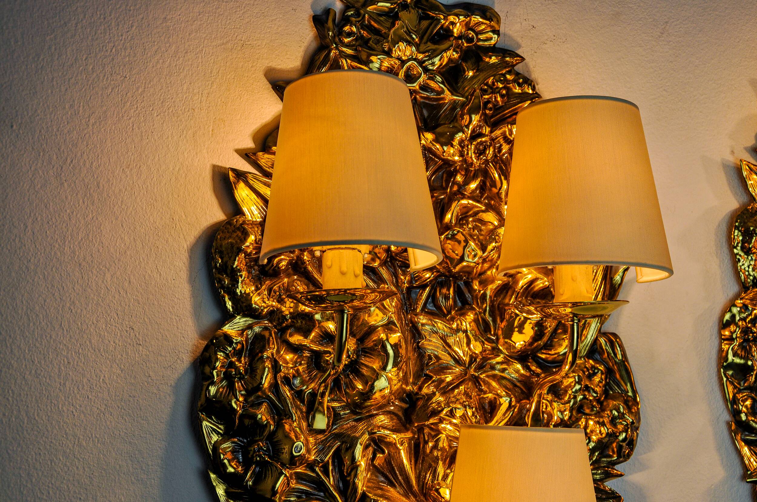 Pair of Frolaes sconces by Italo Valenti, brass Spain 197