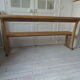 Church pew, pitchpin bed with a light oak waxed finish.