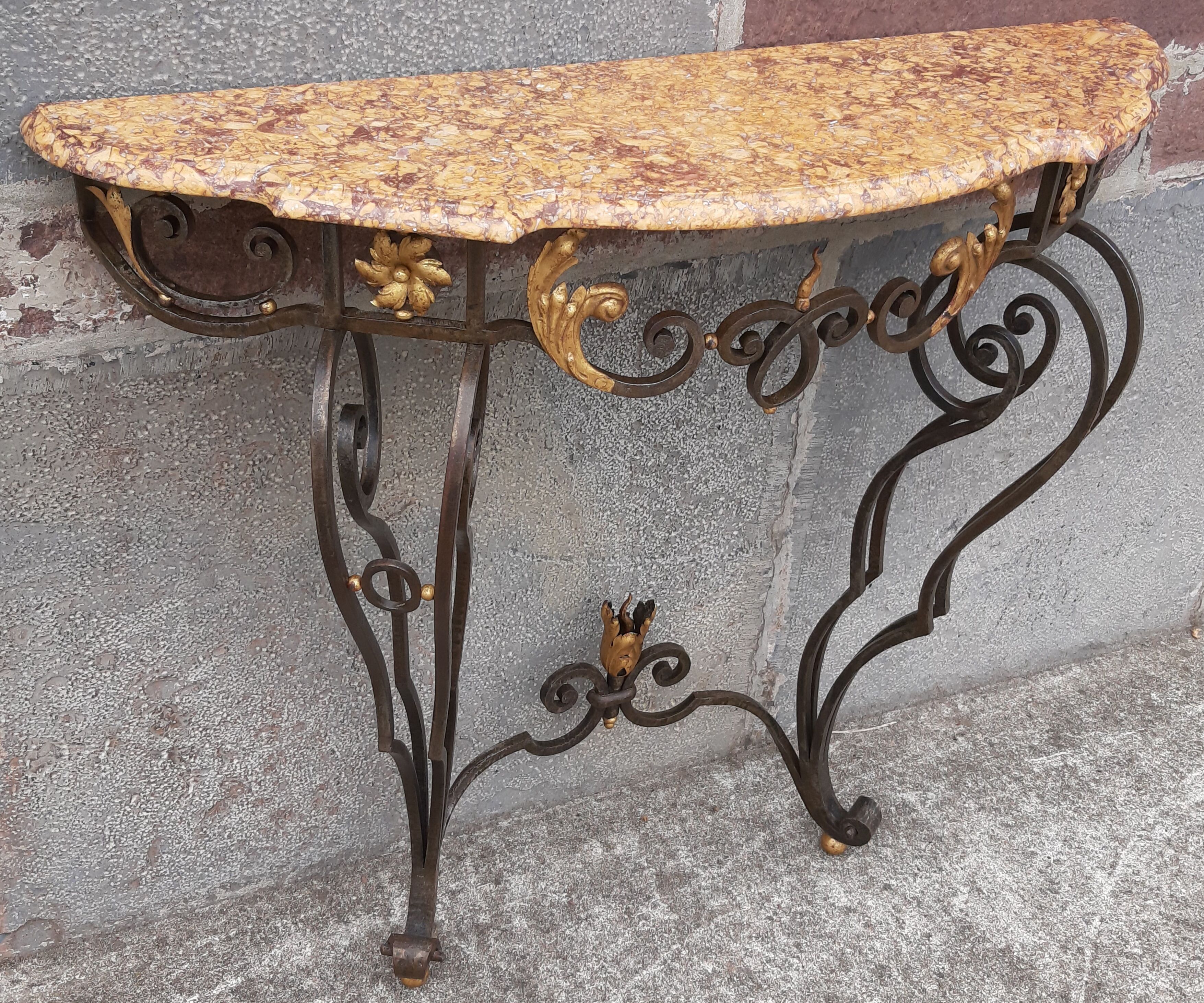 Console forged foot marble top