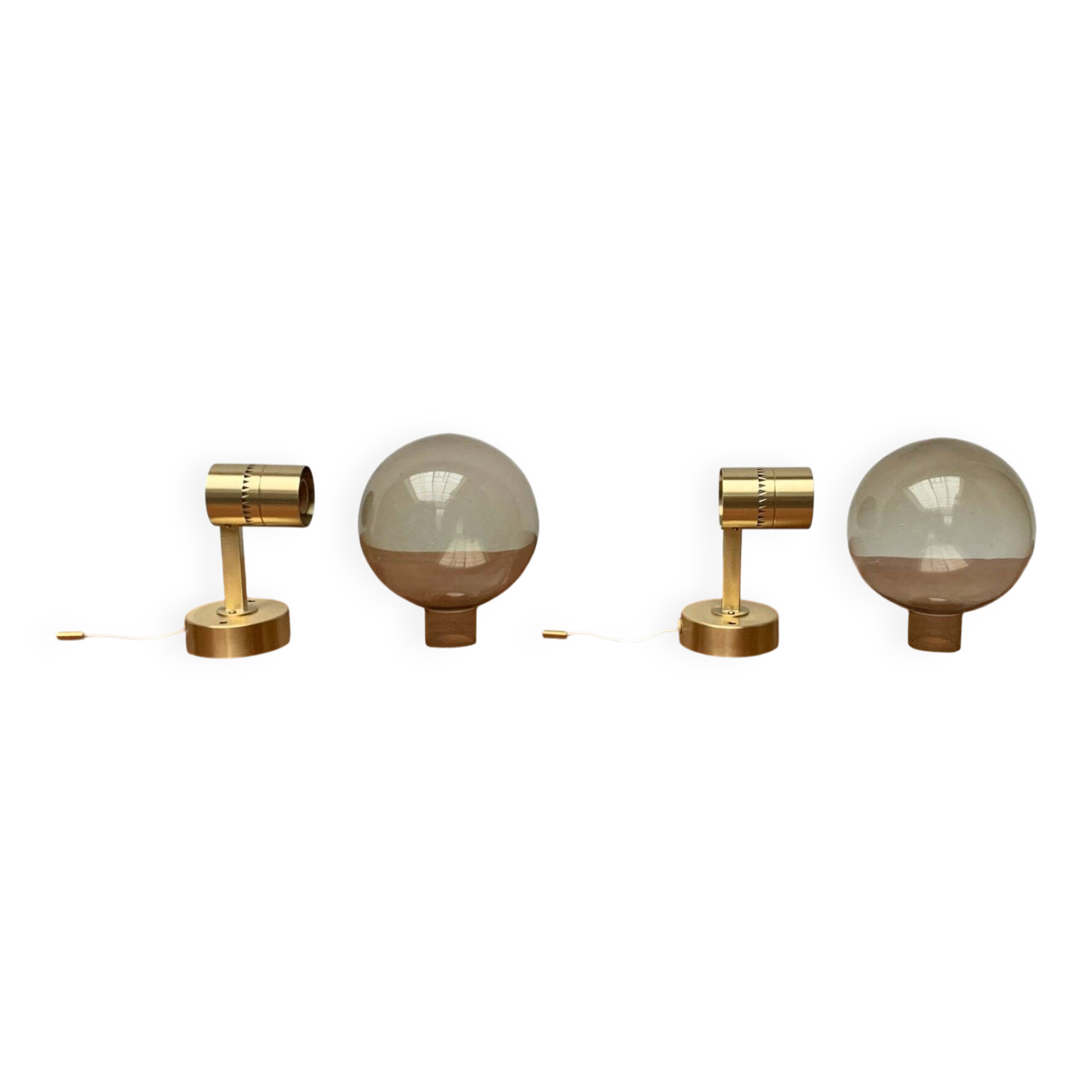 Swedish brass wall sconces from the mid-century by Hans-Agne Jakobsson for Hans-Agne Jakobsson Ab, Markaryd, 1960s, set of 2.
