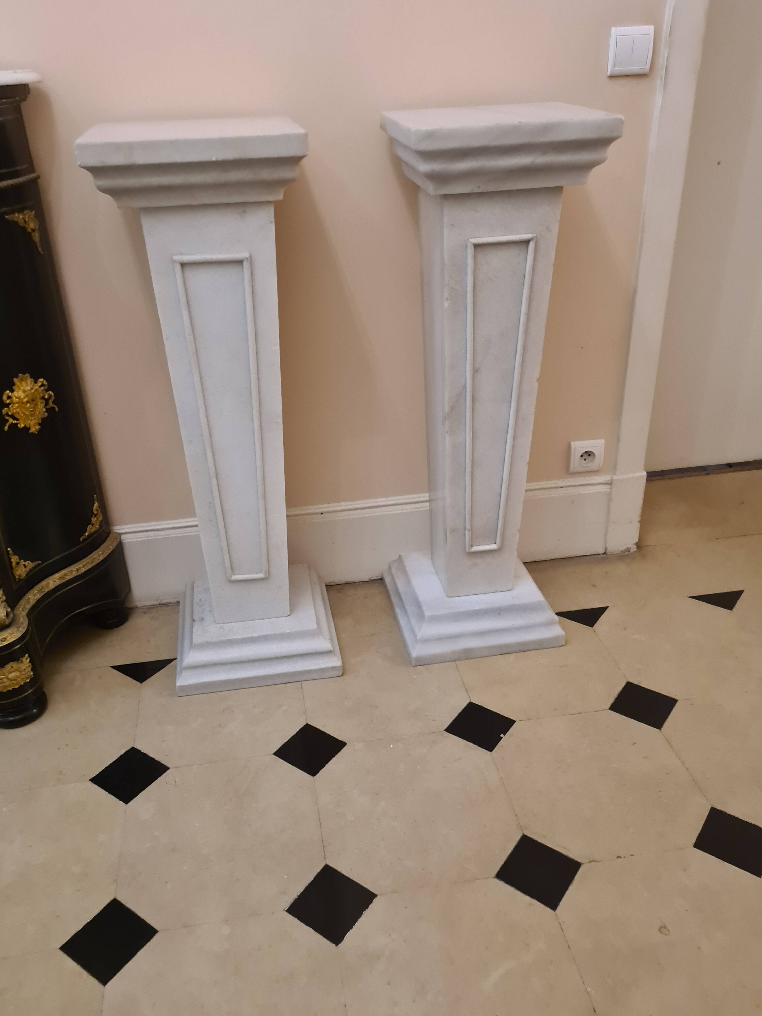 Pair of louis xvi style alabaster columns