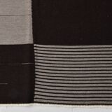 Tapis Kilim Moderne, Fait Main, Noir & Gris, Style Contemporain, 225x320 Cm