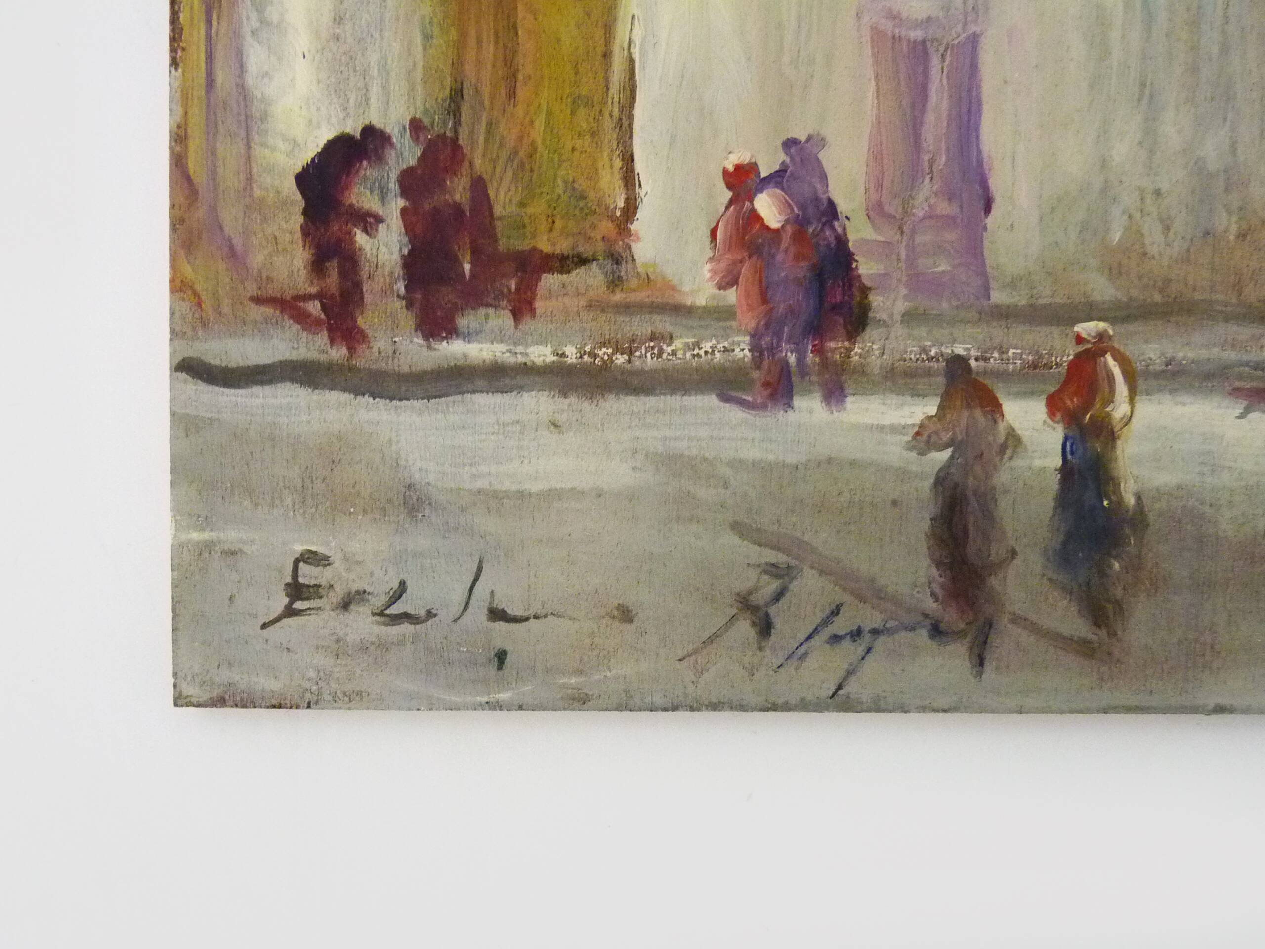 Oil on wood by Riccardo Capone Church 50s 60s