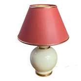 Cracked ceramic lamp, fabric shade, 1980s.