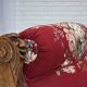 1920-30s, Danish armchair, furniture cotton fabric, hand carved oak wood.