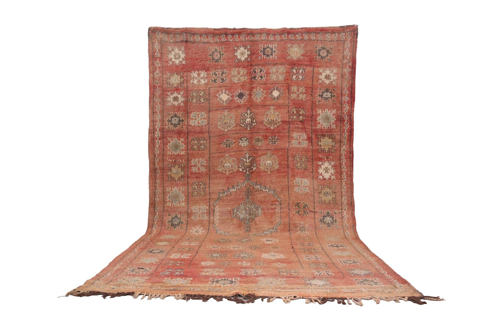Terracotta Vintage Moroccan Rug 206 x 370 cm - Berber Wool Rug Handmade