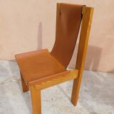 Chaises cuir et orme années 70