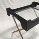 Table d'appoint vintage en laiton et cuir par Jacques Adnet 1950