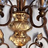 Appliques murales italiennes en cristal et fer forgé doré par Banci Florence, années 1960