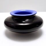 Iridescent Black and Azure Cased Glass Vase, Italy