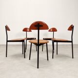 Set of 5 Linea Veam leather tripod chairs