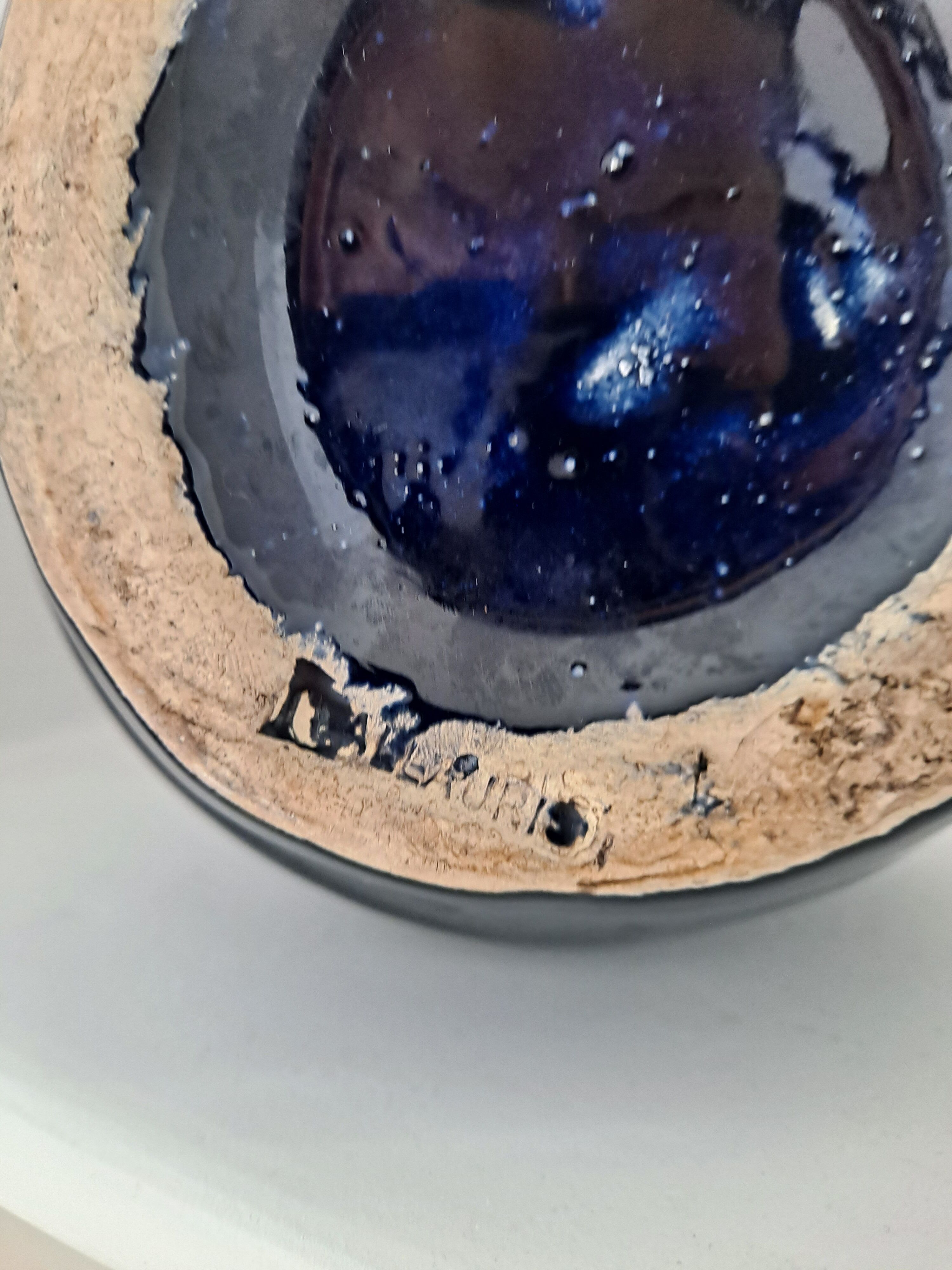 Blue freeform Vallauris vase