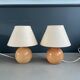 Pair of round base bedside lamps