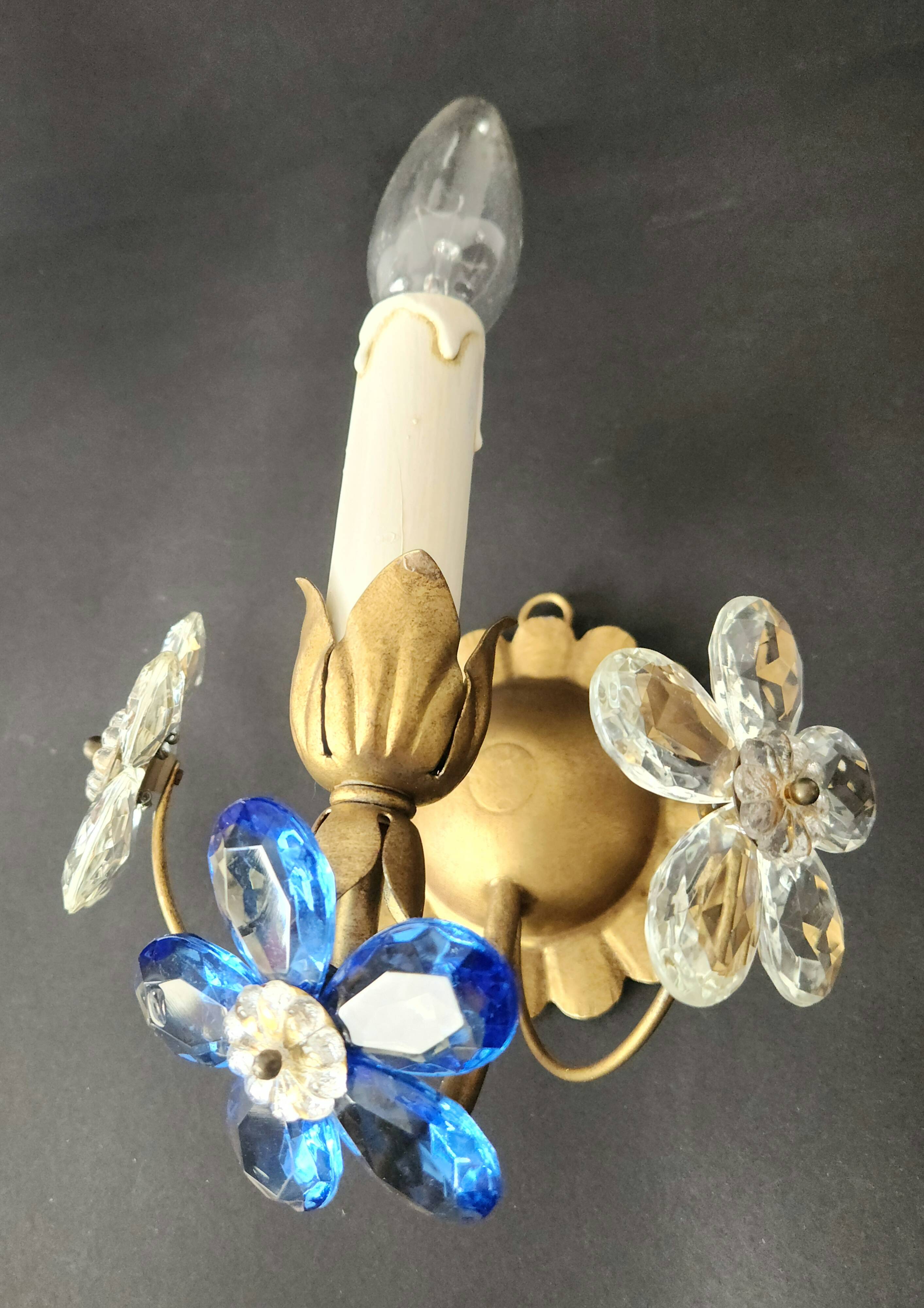 Set vergoldet Wandlampe Murano Kristall