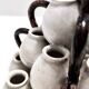 Art deco / etruscan style vintage tulip vase with glazed ceramic amphoras, italy