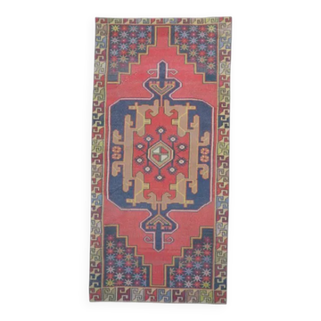 Vintage Turkish Oushak handmade wool runner rug 125x260