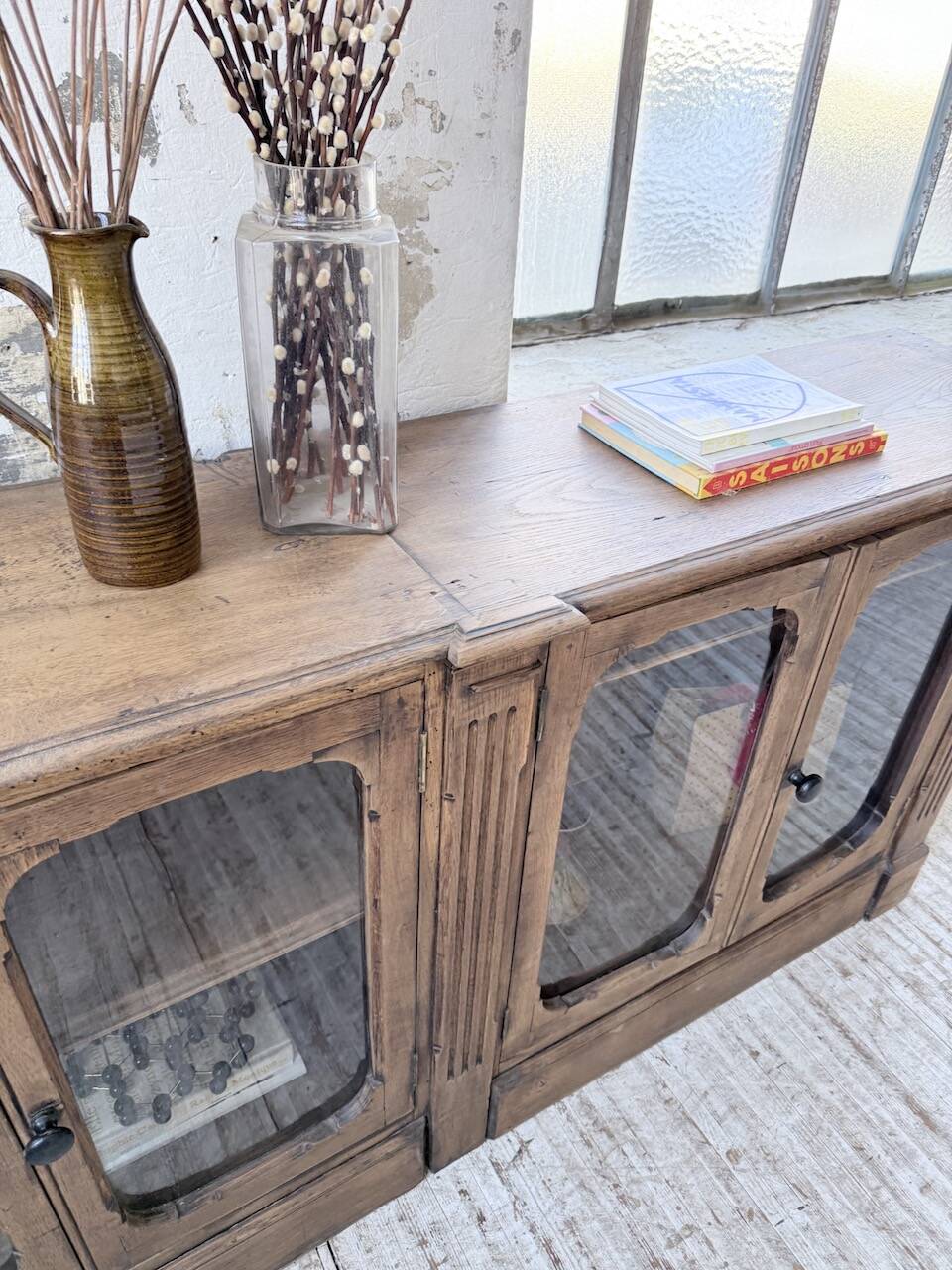 Enfilade display cabinet, solid oak, 1920.